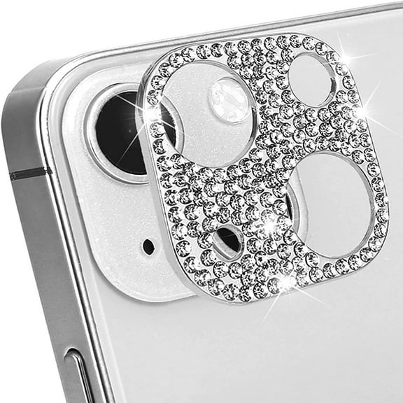 Sparkling Rhinestone Adhesive Rear Camera Lens Protector for iPhone 14 / iPhone 14 Plus - Silver