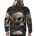 thumbnail image 7 of Picia Vintage Pattern Flower Skull Pattern Casual Men's Hoodie - Lightweight Hooded Sweatshirt with Kangaroo Pocket, Comfortable Pullover for Everyday, Travel-Large, 7 of 7
