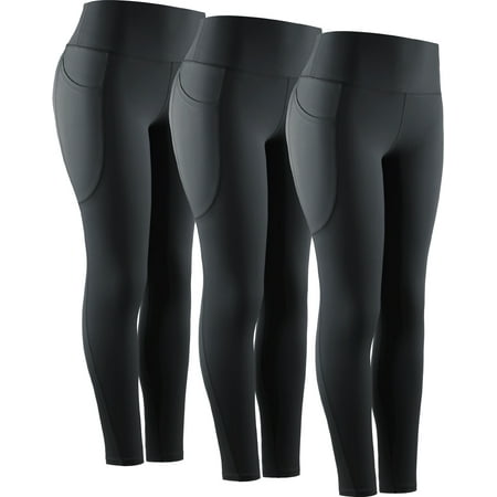 NELEUS Womens Compression Yoga Leggings for Workout High Waist Tummy Control with 2 Pockets,Black,US Size L