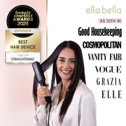 ELLA BELLA® Titanium Flat Iron Hair Straightener (with Infrared) • Professional Straightening Iron • Digital Display to Accurately Control Temperature • As Featured in Good Housekeeping (Black)