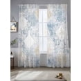 thumbnail image 3 of Blue Beige Floral Semi Sheer Curtains 108 Inch Length 2 Panels Set, Vintage Smear Abstract Art Sheer Kitchen Curtain Privacy Voile Window Curtain for Living Room Bedroom Rod Pocket Drapes, 3 of 7