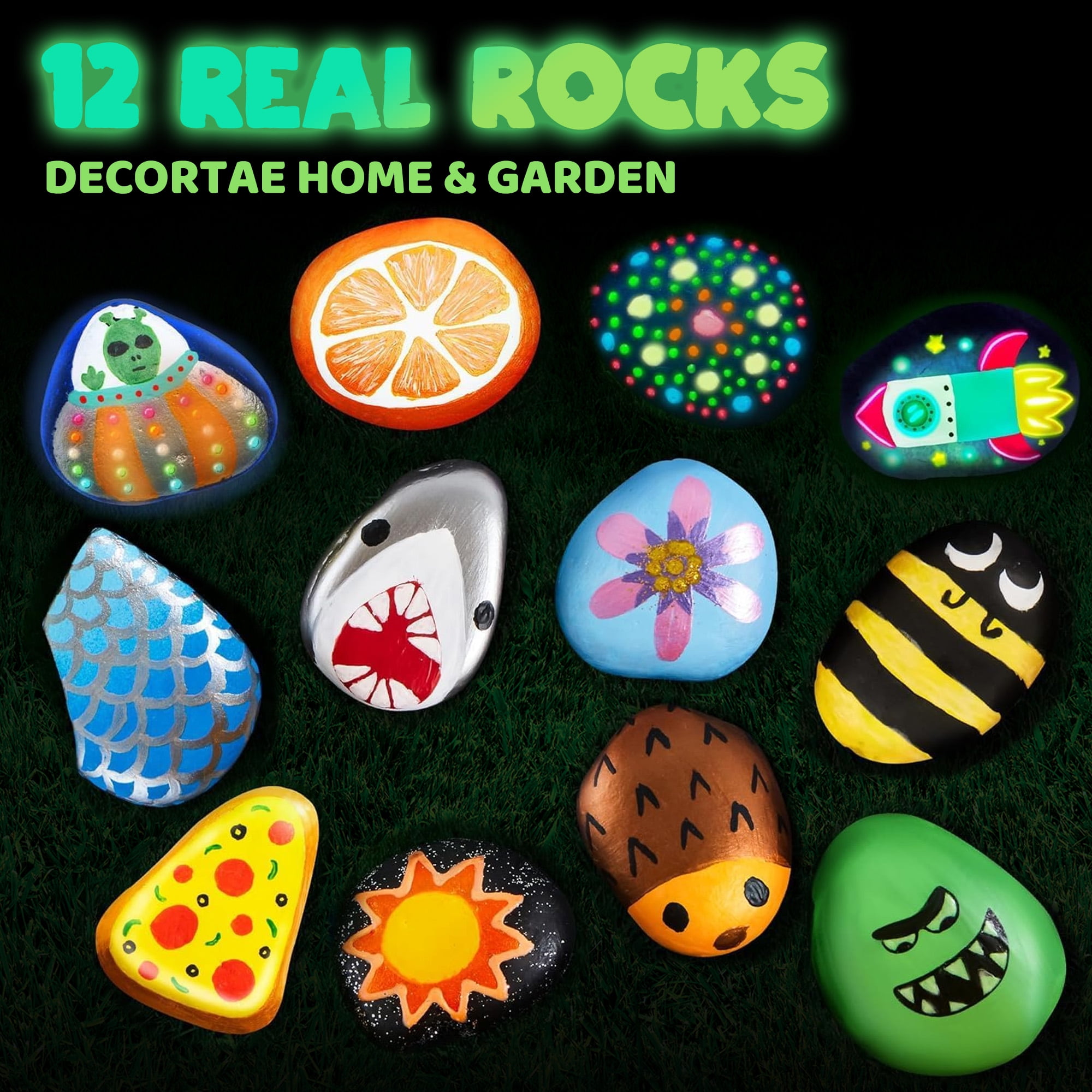 (2 pack) Joyfy Glow in the Dark Rock Painting Arts and Crafts Kit, Creative Fun for Kids Ages 6+