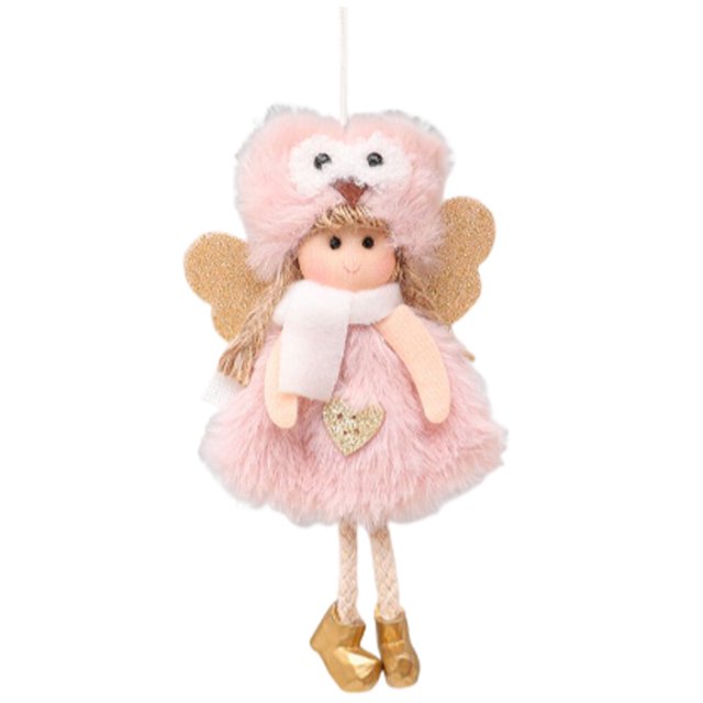 Naiovety Árbol de Navidad Ángel muñeca hogar interesante diseño de escena DIY colgante de Navidad suministros para fiestas adornos colgantes Kits de decoración para fiestas Rosado
