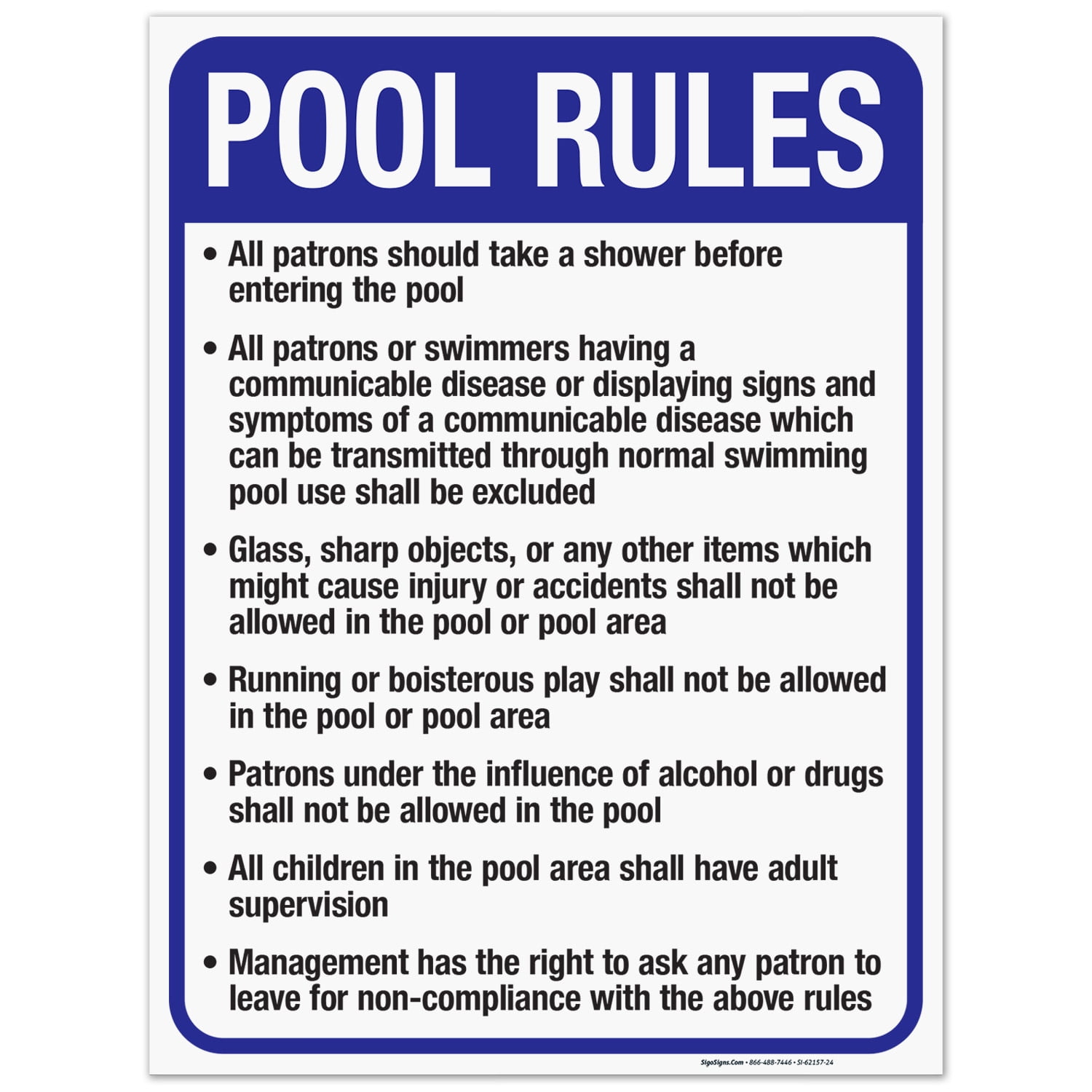 Tennessee Pool Rules Sign, Complies With State Of Tennessee Pool Safety