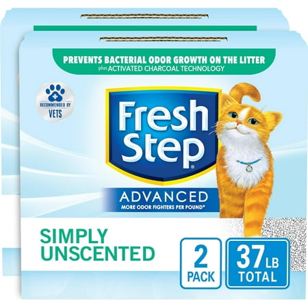 Fresh Step Advanced Simply Unscented Clumping Cat Litter Vet Recommended 2 Pack of 18.5 lb Boxes