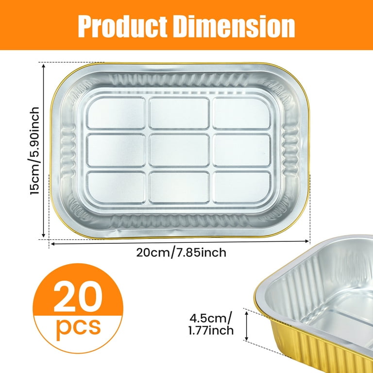 20Pcs Aluminum Foil Trays 1050ml Non-Stick Aluminum Foil