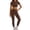 Brown, variant on UDAUDU Womens Seamless 2 Piece Yoga Outfit Short Sleeve Crop Top And High Waist Leggings Exercise Set Navy M