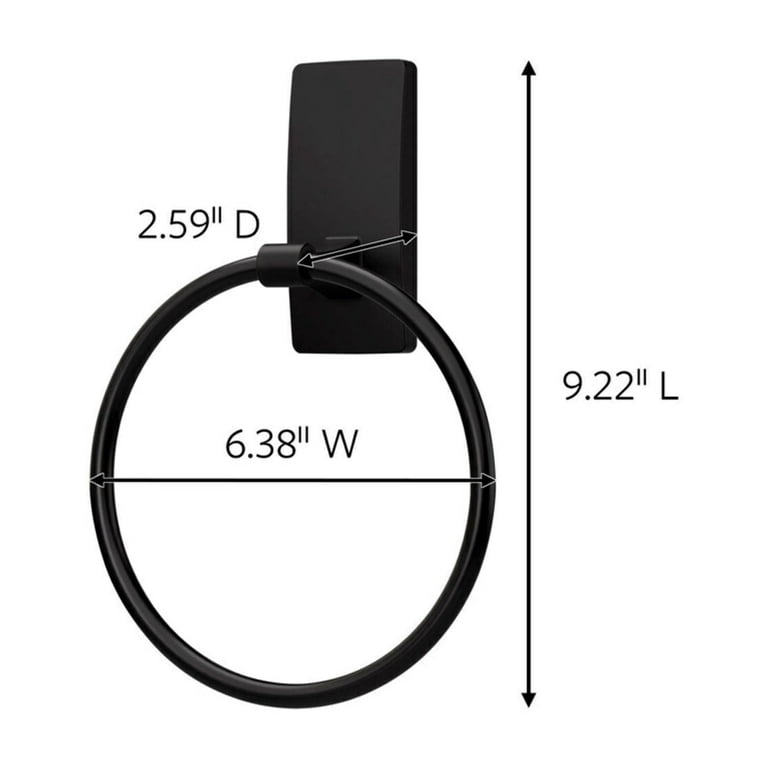 Command Matte Black Adhesive Towel Ring photo 2