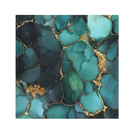 

WOBOGO Gild Dark Green Marbles Cloth Napkins 1 Piece Soft Elegant Touch Durable Absorbent Quick Drying for Elegant Dining