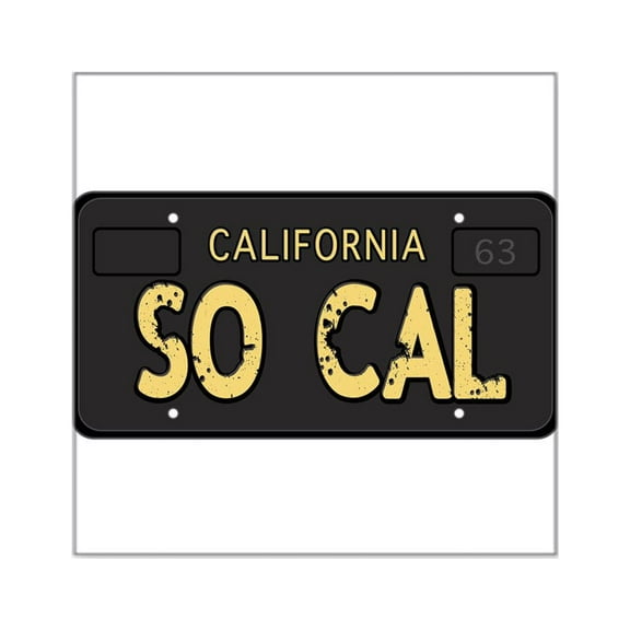 CafePress - Old Socal License Plate Design Sticker - Square Sticker 3" x 3"