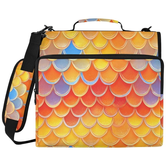 ALAZA Zipper Binder Scales Yellow Pattern 2 inch 3 Ring 500 Sheet Capacity Trapper Keeper File Folder Organizer Bag