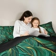 thumbnail image 5 of Manfei Monstera Leaf Full Size Comforter Sets,Tropical Botanical Bedding Comforter Set,Green Gold Bedding Sets For Girl Boys,Ultra Soft Home Decor Reversible,3-Piece, 5 of 8