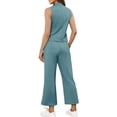 thumbnail image 5 of Summer Travel Lounge Sets for Women 2 Piece Mock Neck Top and Wide Leg Crop Pants Casual Vacation Matching Outfit 2026 Light Blue S, 5 of 7