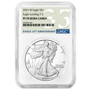 The United States Mint 2021-W Proof $1 Type 2 American Silver Eagle NGC PF70UC 35th Anniversary Label Coin