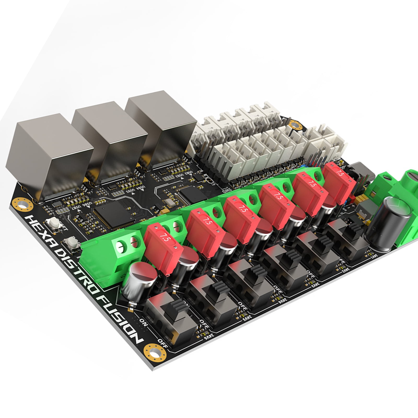 6 Port USB2.0 Hub Hexa Distro Fusions With CAN2.0 Connectors And 24V Power Distribution For Multiple Head Printer