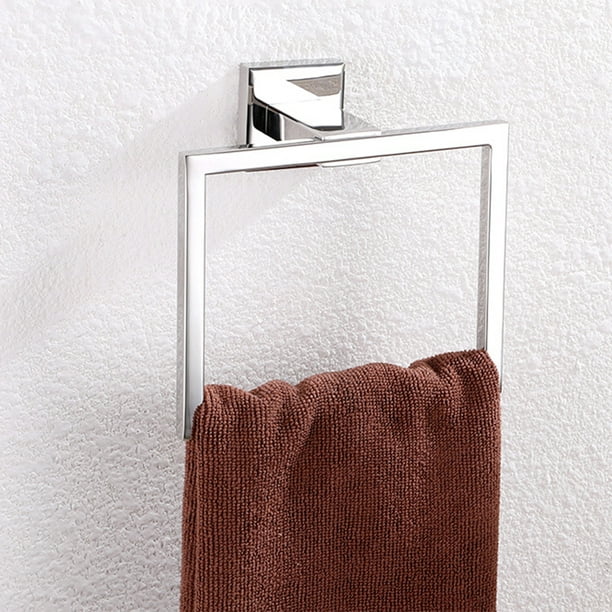 Simple Hand Towel Ring , Stainless Steel Bathroom Towel Holder, Square Towel  Ring, Shower Kitchen Towel Hanger Wall Mount 