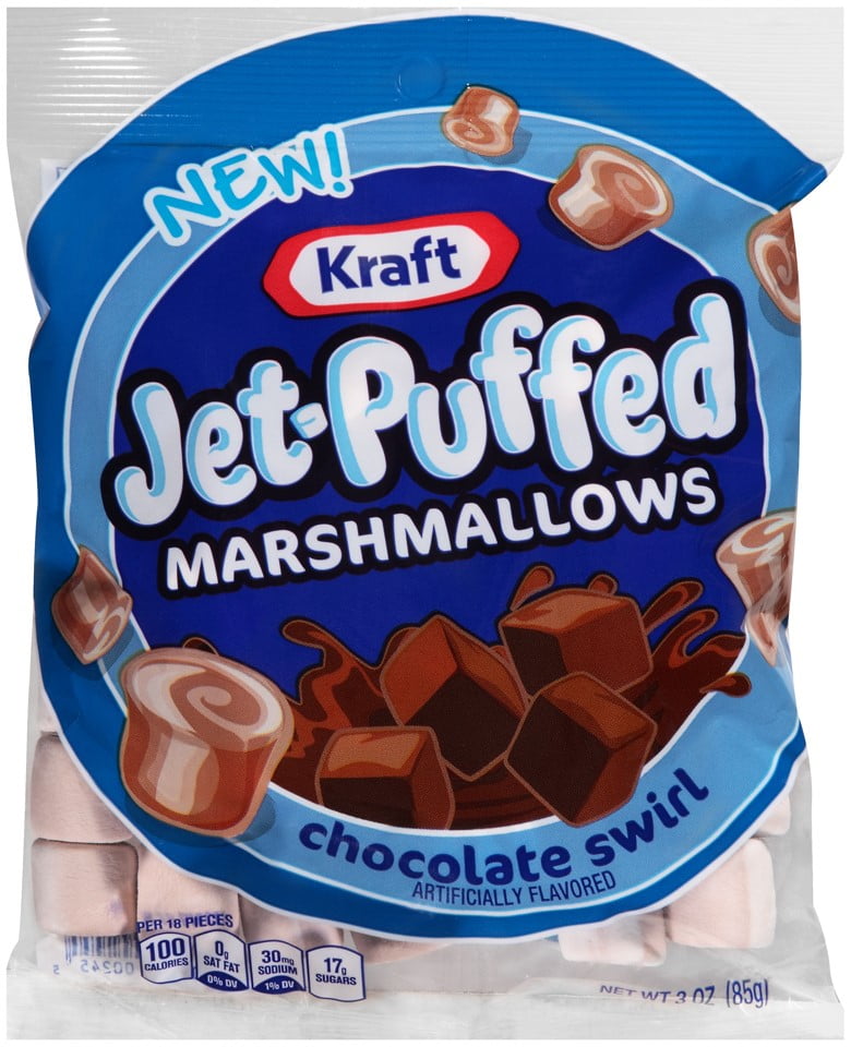 Kraft JetPuffed Chocolate Swirl Marshmallows, 3 Oz Bag