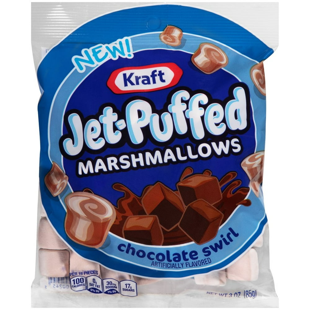Kraft JetPuffed Chocolate Swirl Marshmallows, 3 Oz Bag