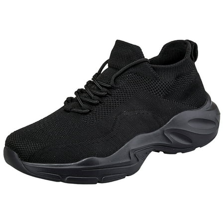 Fauean Sneakers for Women Simple Comfort Lace up Sneakers Running Jogging Women s Shoes Black Size 39