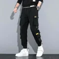 thumbnail image 5 of Pantalones para hombre, forro polar, color negro, pantalones cargo de invierno para hombre, ajustados, elásticos, informales, estilo Harajuku, de nailon, holgados, de alta calidad, 5 of 5
