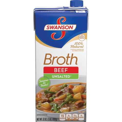 Swanson 100 Natural Unsalted Beef Broth, 32 oz.