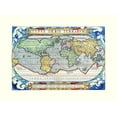 thumbnail image 3 of Ortelius 24x19 Black Modern Framed Museum Art Print Titled - World - Ortelius, 3 of 5