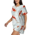 thumbnail image 2 of Naloa Koi Fish Corals,Spring Summer Women's Short-Sleeved Pajama Set, Loungewear, Summer pajamas, Breathable Cozy - XX-Large, 2 of 9