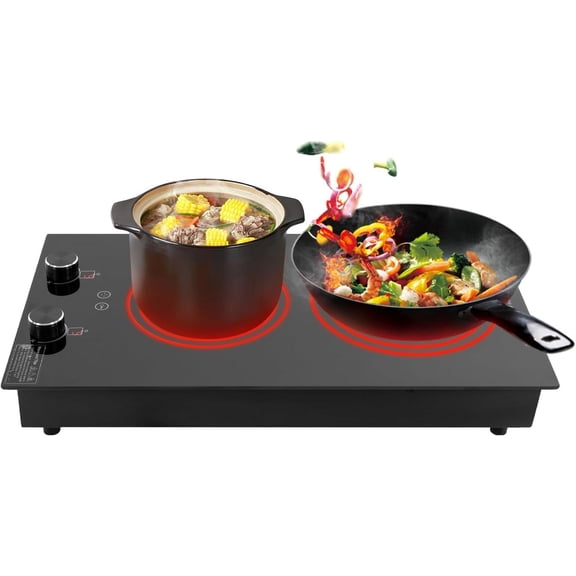 Double Induction Cooktop Burner 2100W 110V Electric Cooktop 2 Burner Induction Cooker Cooktop Electric Hob Top 10 Levels