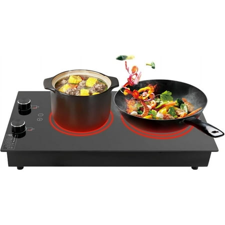 Miumaeov Double Induction Cooktop Burner 2100W 110V Electric Cooktop 2 Burner Induction Cooker Cooktop Electric Hob Top 10 Levels
