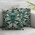 thumbnail image 3 of COMIO  Dragonfly Pillow Cushion Cover, Ornamental Winged Bug Lace and Damask Effects Image, Decorative Square Accent Pillow Case, Teal Turquoise Black, 3 of 5