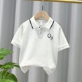 thumbnail image 2 of Boys' Polo Shirts Short Sleeve White Toddler Button Up Shirt Lapel Collar Uniform Boys Spring Outfits, 2 of 4