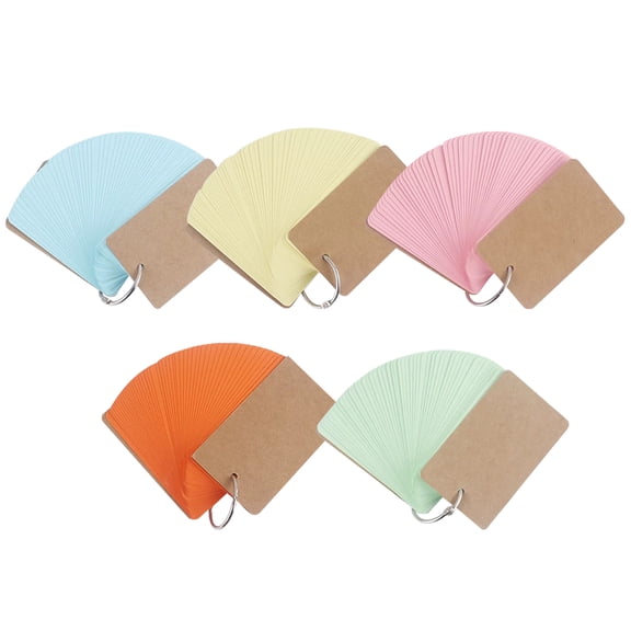 5pcs Flash Cards with Binder Rings Pre-Hole Punched Notecards Multipurpose Blank Cards for Studying