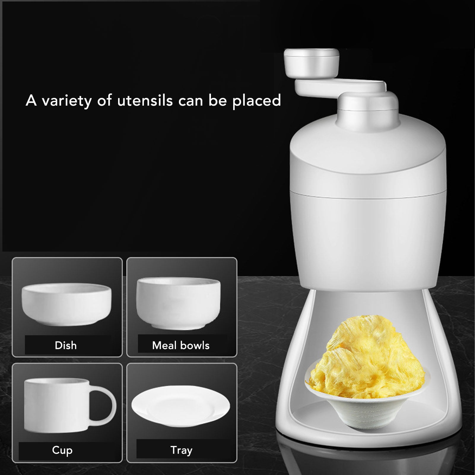 Riousery Hand Cranked Ice Shaver 420 Stainless Steel Manual Shaved Snow Cone Machine Slushie Maker Ice Crusher Machine Hand Crank Ice Maker for Home Outdoor Commercial Use with Bowl 11.4 in / 29 cm