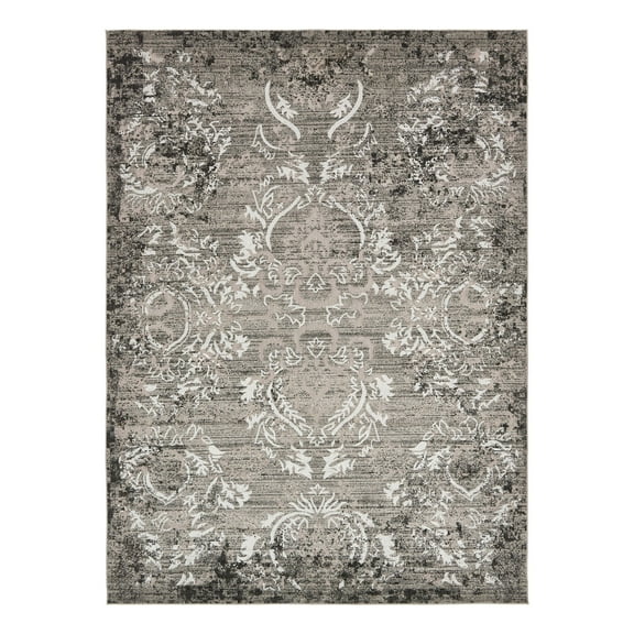 Unique Loom Outdoor Botanical Collection Area Rug - Manchester (9' x 12' Rectangle Light Gray/Black)