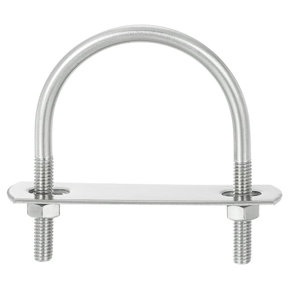 Round U-Bolts, 4 Sets 51mm(2.01") Inner Width 71mm Length M6 304 Stainless Steel U Clamp Bolt with Nuts and Plates