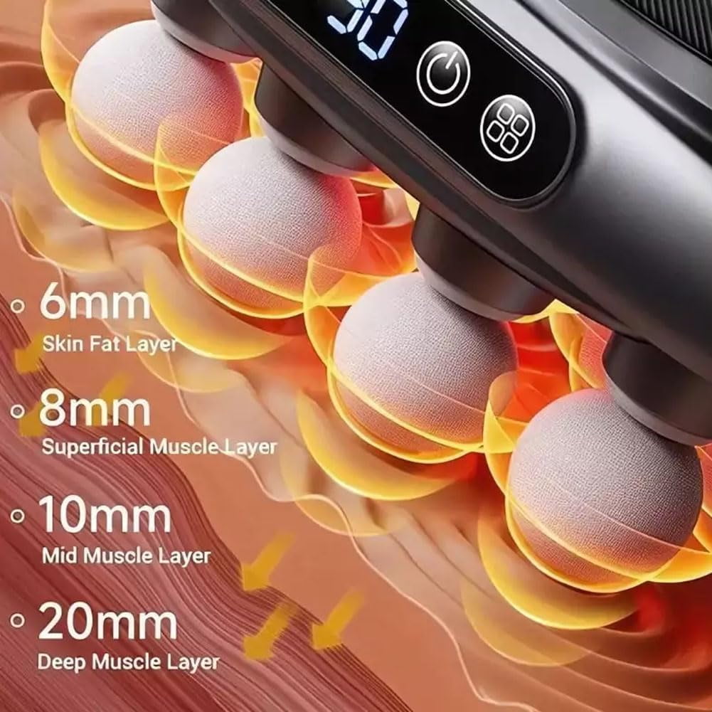 2025 New Equirelief Massager for Horses - 16 Head Massage Gun Deep Tissue with 3 Modes & 30 Intensities - Fascia Blaster for Back, Foot, Shoulders, Legs (16 Heads, A)
