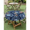 thumbnail image 5 of Outdoor Tablecloth with Umbrella Hole Zipper Navy Blue Flowers Round Tablecloth 60" Waterproof Outside Table Cloth Spring Floral Farmhouse Art Patio Table Cover Tablecloths for Picnic Party, 5 of 8