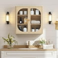 thumbnail image 4 of Wirrytor Natural Wall Storage Cabinet, Farmhouse Bathroom Shelf with Glass Door, Medicine Wall Mounted Cupboard, 4 of 7