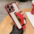 thumbnail image 3 of Wrist Strap Finger Ring Invisible Holder Phone Case for iPhone 14 15 ProMax 12 13 Pro Max 11 Plus Luxury Diamond Plating Cover, 3 of 5