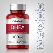 DHEA 100mg | 200 Capsules | Dehydroepiandrosterone Supplement | Non-GMO, Gluten Free | By Piping Rock
