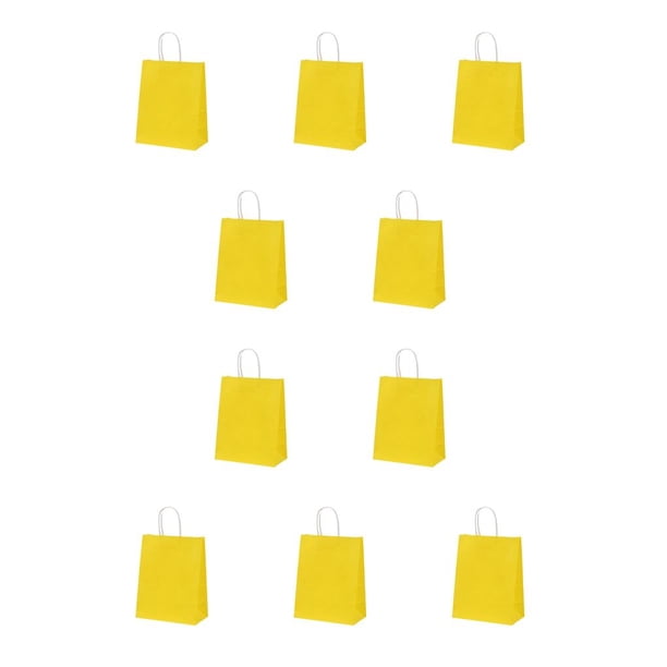 Ounissouiy Bolsa de papel Kraft de 10 Uds. Con asa giratoria, herramienta de almacenamiento de ropa con soporte de carga, bolsas para hornear a la Almacenamiento y organización del hogar Amarillo