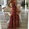 thumbnail image 2 of Fankiway Robe Longue à Bretelles à Col en V à Fleurs pour Femme Sans Manches Bohème de Plage, 2 of 6