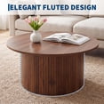 thumbnail image 4 of 31.5 Inch Round Coffee Table, Small Fluted Circle Accent Center Table with Metal Frame for Living Room, 4 of 8