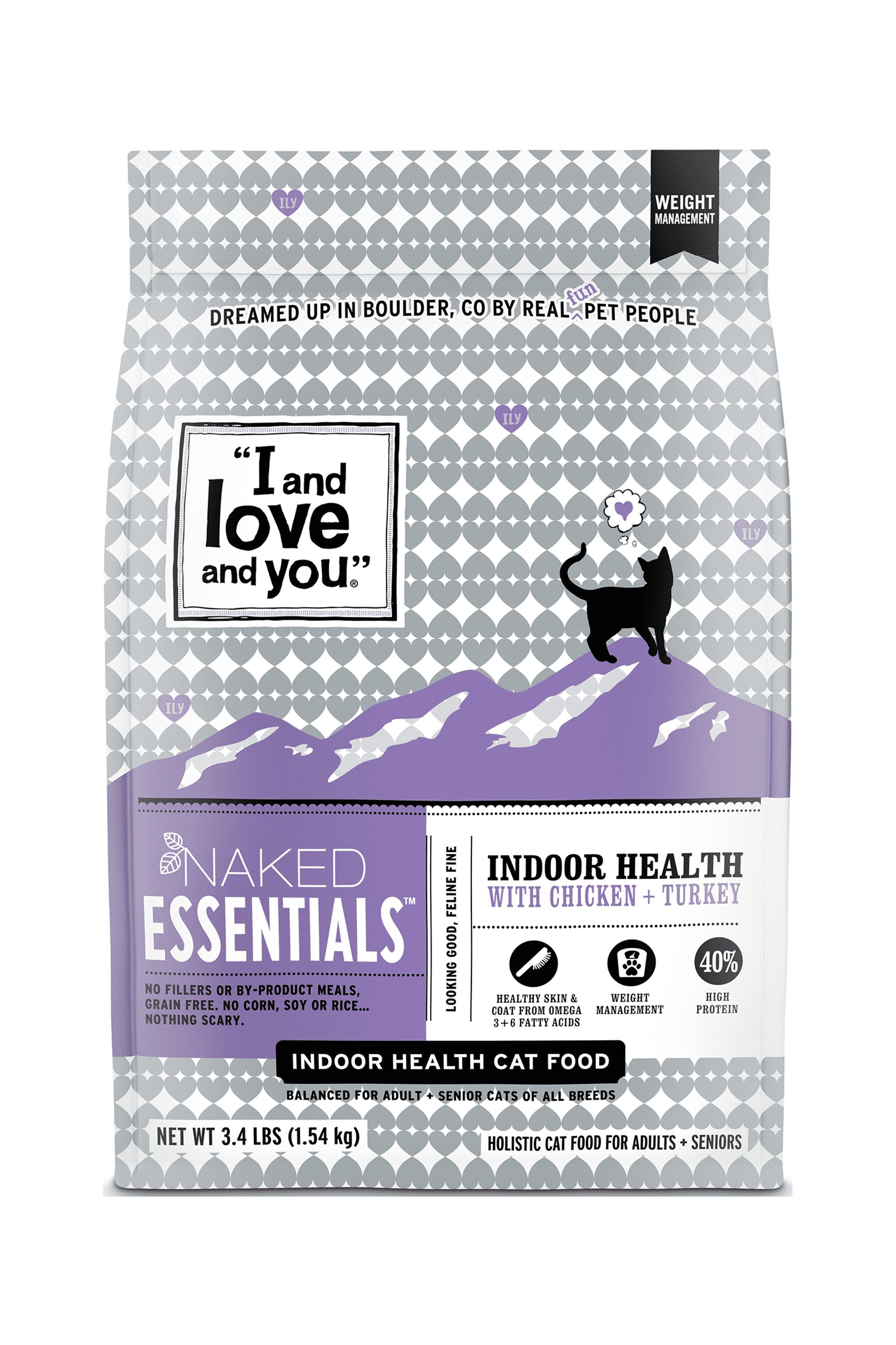 "I and love and you" Naked Essentials Dry Cat Food, Indoor Health, 3.4 lb Bag