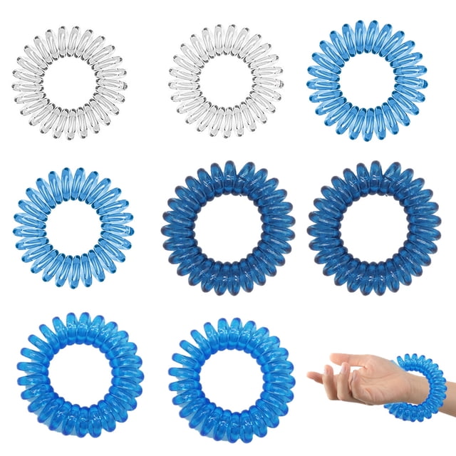 Laklulu 8PCS Banda para el Cabello en Espiral para Hombres y Mujeres - Brida para Cables telefónicos con Clip de Cola de Caballo a Prueba de Agua, Corbata para Anillo para Cabello Grueso y Fino