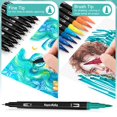 thumbnail image 2 of Plumones para colorear Eglyenlky de 60 puntas dobles con brocha para adultos con estuche, 2 of 7