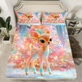 thumbnail image 2 of Homewish Kawaii Cartoon Reindeer Full Size Sheets, Dreamy Glitter Xmas Tree Bed Sheets, Teens Kids Boys Girls Sheet Sets, Lightweight Room Decor, 4pcs, 2 of 7