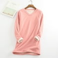 thumbnail image 2 of CZHJS Fleece Sherpa Line Loungewear Loose Tunic Round Neck Pullover Plus Size Tops Long Sleeve T Shirts Womens Fall Fashion Solid Color Sweatshirts Western Tops&nbsp; Pink L, 2 of 3