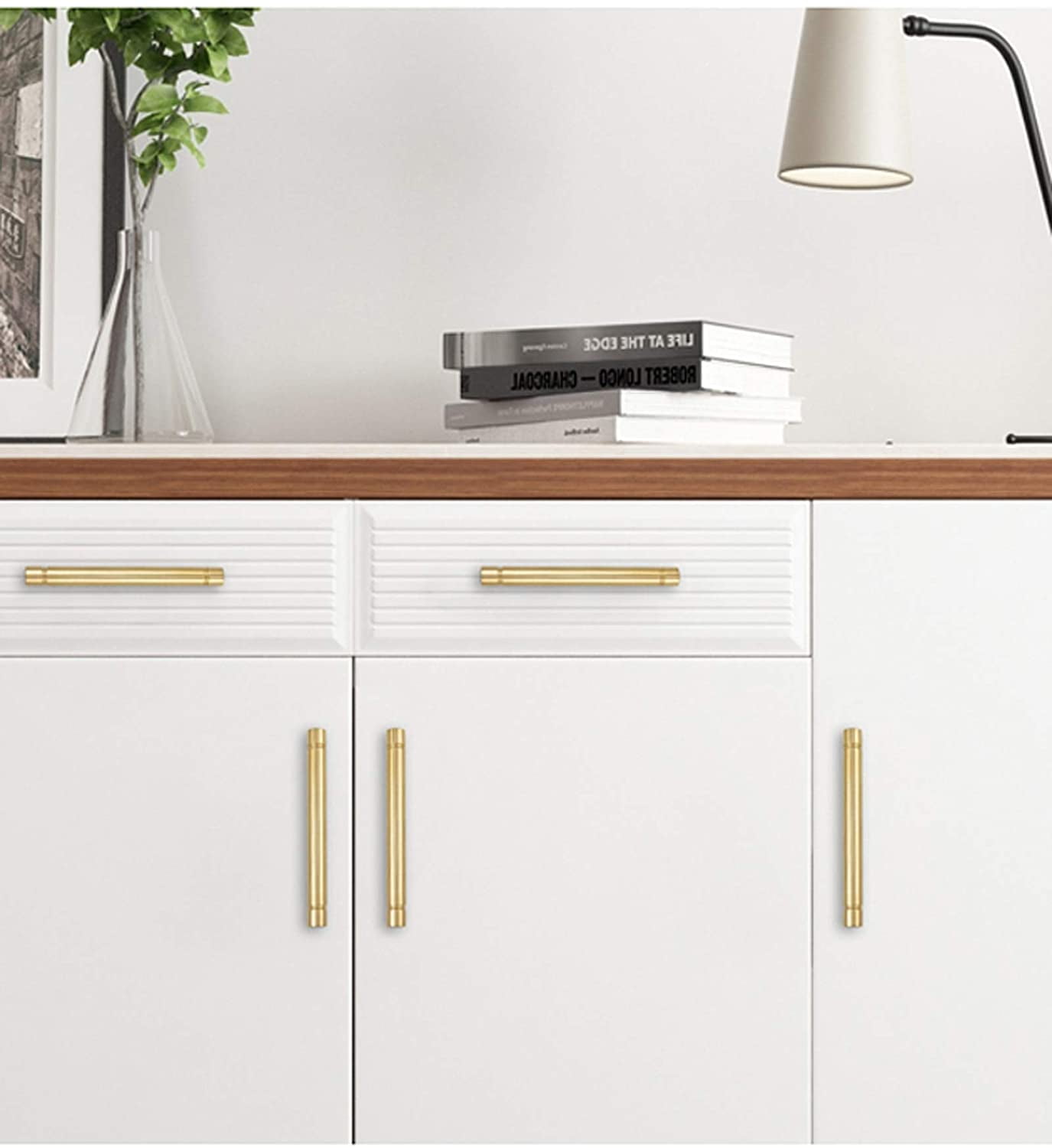 Gamvdout 1 Pieces Kitchen Cabinet Handle Brushed Brass Bathroom Drawer Pulls Gold Wardrobe Door Knobs Knobs for Chest of Drawers Golden Cabinet Pulls