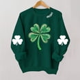 thumbnail image 2 of LEKWK Womens St Patricks Day Tops Heart Clover Pattern Graphic Tees Round Neck Sweater Tops Irish Collar Text Daily Wear, 2 of 4
